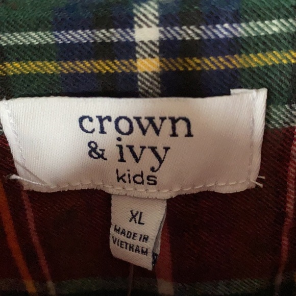 Crown & Ivy kids plaid long sleeve button down shirt, Size XL, NWT - Picture 3 of 7